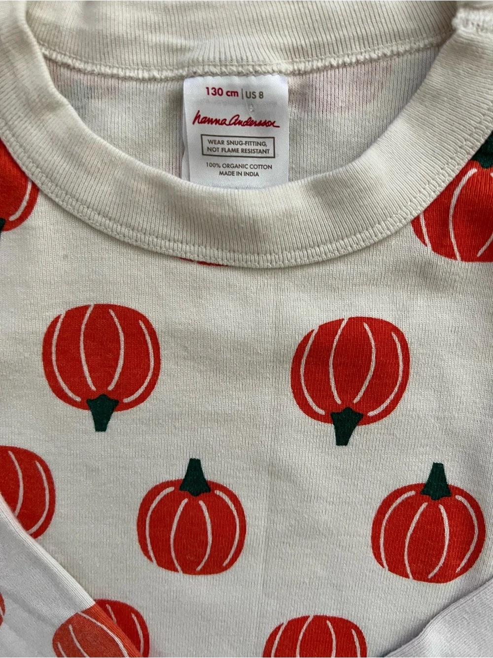Hanna Andersson kids Size 8 Long Johns Pumpkin Print 2 piece Pajama Set EUC LN
